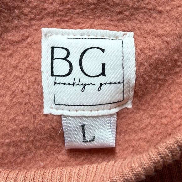 Brooklyn Grace "MAMA" Drop Shoulder Autumn Spice Orange Crewneck Sweater Large - Picture 6 of 11